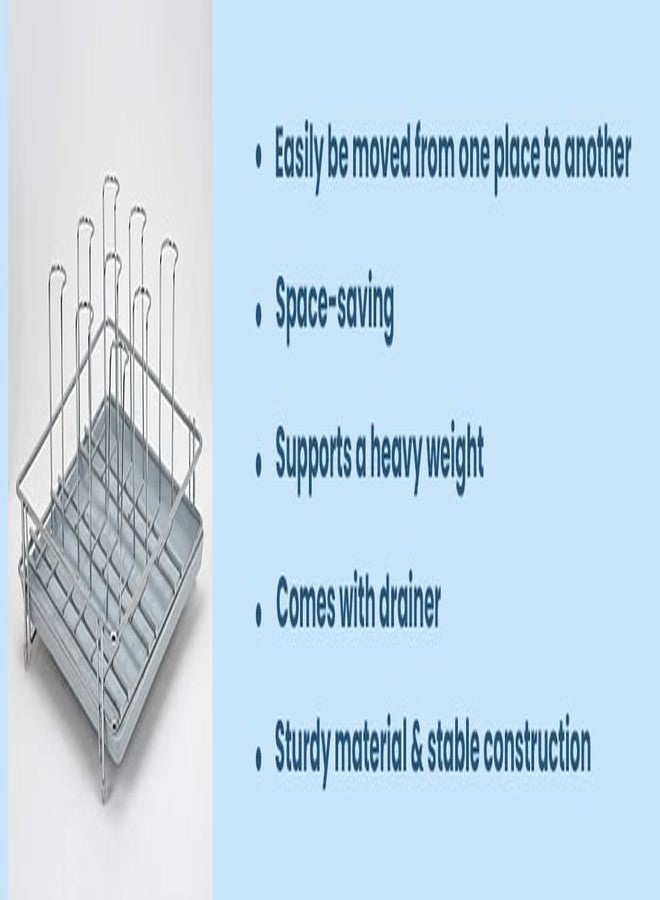 LEVON Stainless Steel Glass Countertop Tiered Shelf Stand for 6 and 9 Glass/Glass Holder for Kitchen/Dining Table Glass Stand (9 Rack) - Image 5